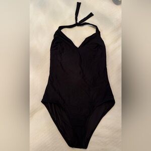 Jcrew Women’s Black One Piece Halter Swimsuit Long Torso 16
